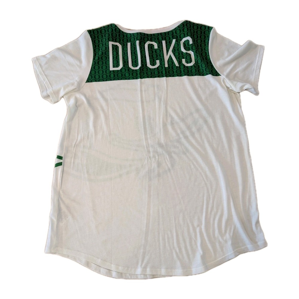 Women's Large Nike Oregon Ducks Scoop Neck T-Shirt Retro Buttery Soft Oversized - Picture 2 of 11